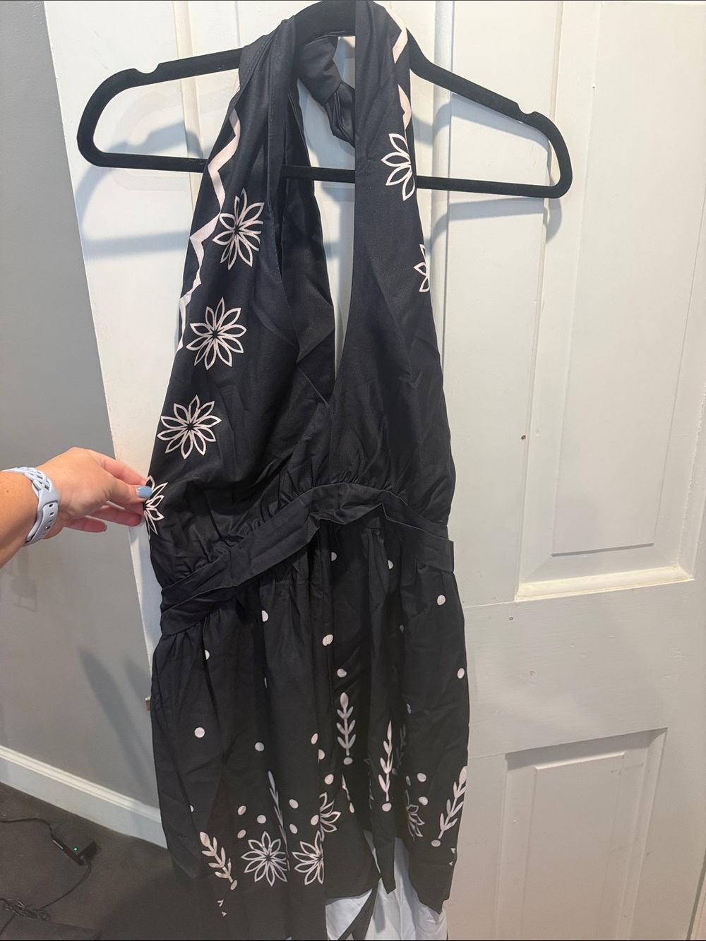 Black and white floral romper